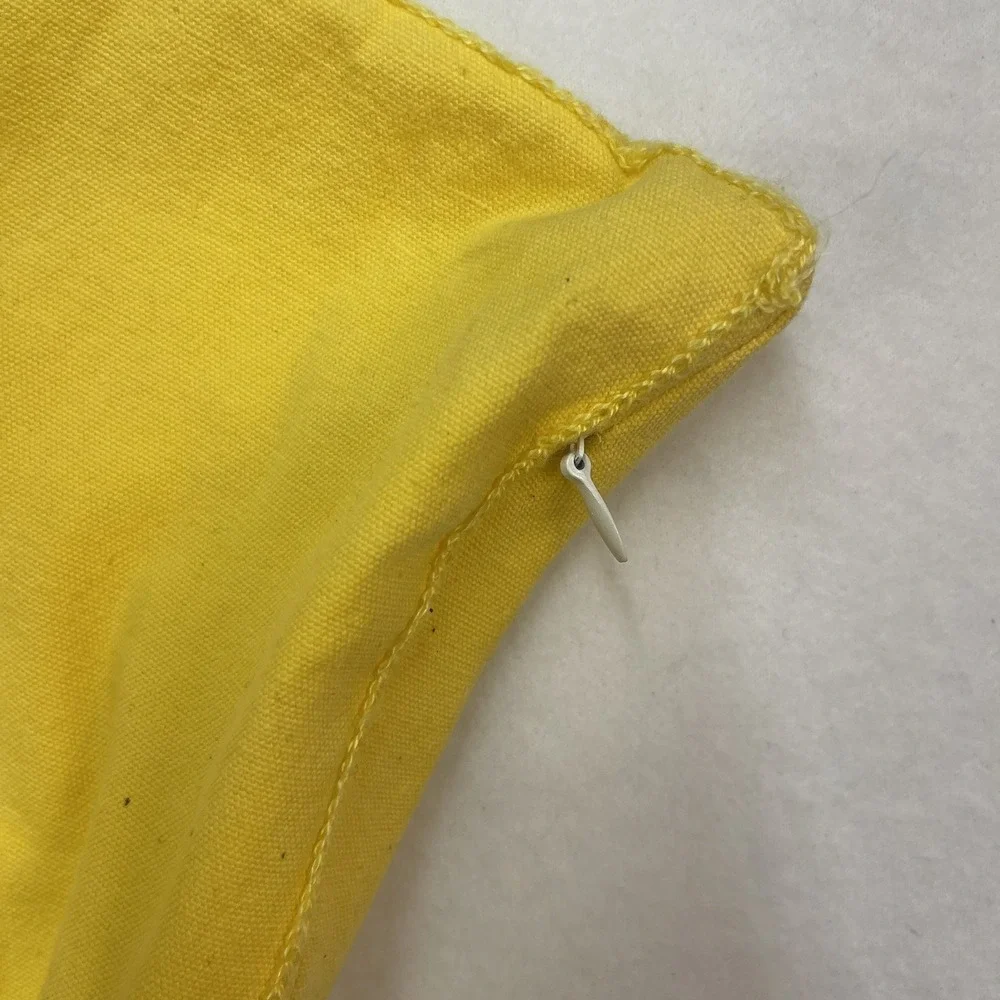 VTG 70s Pillow Cover Boho Latch Hook Rug Vase Yellow MCM‎ Shag 16